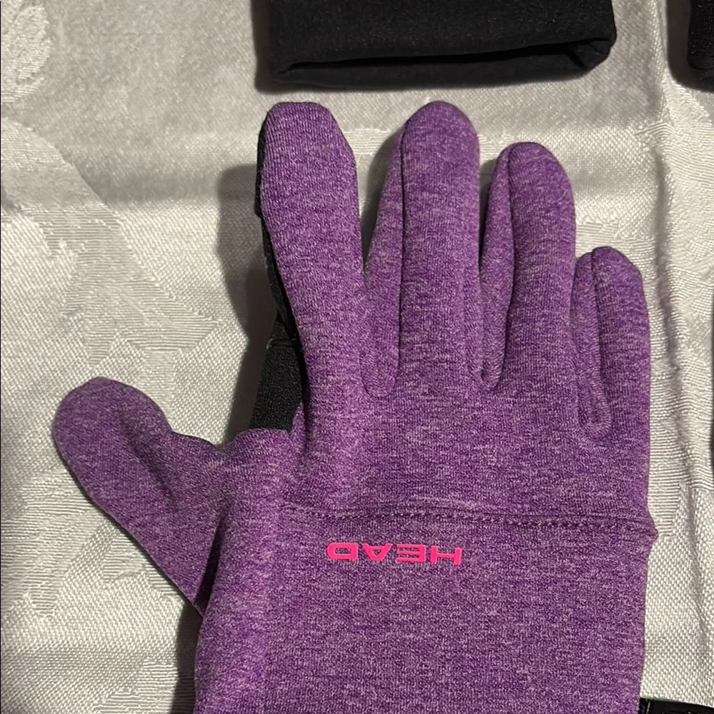 Head Black and Purple Children's Kids Touchscreen Gloves 2 Pairs EUC Lg/Med